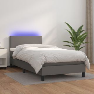 Матрас для континентальной кровати, светодиодный, серый, 90x200 см, искусственная кожа