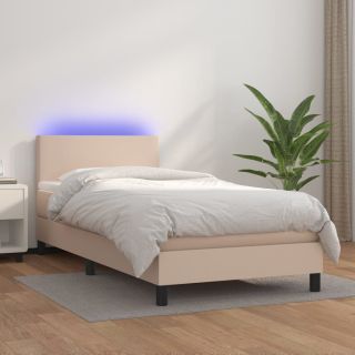 Матрас для континентальной кровати, LED капучино, 90x200 см, искусственная кожа