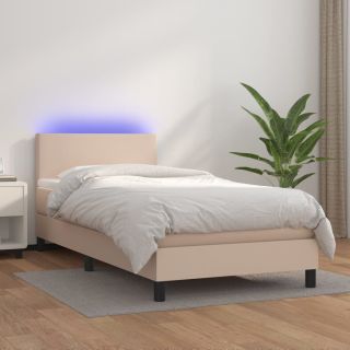Матрас для континентальной кровати, LED капучино, 100x200 см, искусственная кожа