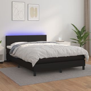 Матрас для континентальной кровати, LED, черный, 140x190 см, искусственная кожа