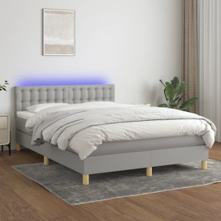 матрас для континентальной кровати и светодиоды, светло-серый, 140x200 см, ткань