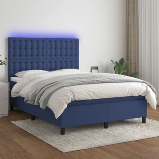 kontinentaalvoodi madrats ja LED, sinine, 140x190 cm, kangas