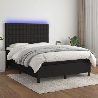 kontinentaalvoodi madrats ja LED, must, 140x200 cm, kangas