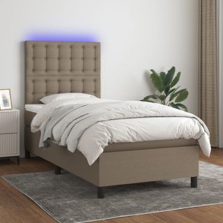 kontinentaalvoodi madrats ja LED, pruunikas, 90x190 cm, kangas