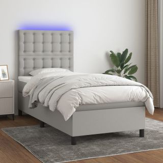 kontinentaalvoodi madrats ja LED, helehall, 80x200 cm, kangas