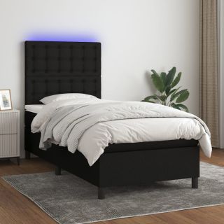 kontinentaalvoodi madrats ja LED, must, 90x190 cm, kangas
