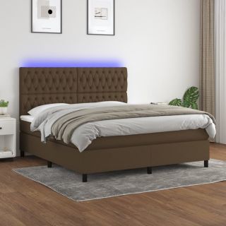 kontinentaalvoodi madrats ja LED, tumepruun, 160x200 cm, kangas