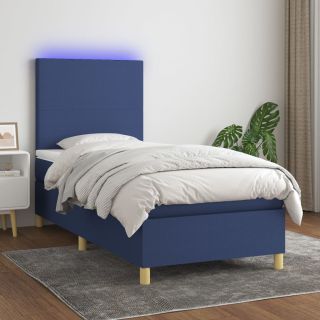 kontinentaalvoodi madrats ja LED, sinine, 90x190 cm, kangas