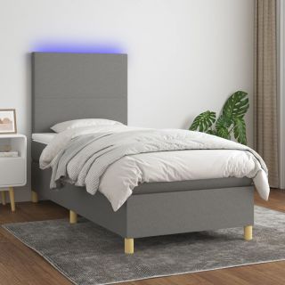 матрас для континентальной кровати и светодиоды, темно-серый, 90x200 см, ткань