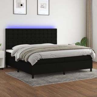 kontinentaalvoodi madrats ja LED, must, 200x200 cm, kangas