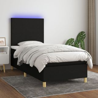 kontinentaalvoodi madrats ja LED, must, 90x190 cm, kangas