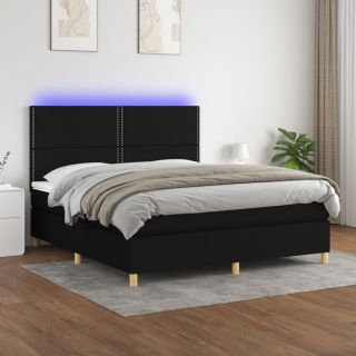 kontinentaalvoodi madrats ja LED, must, 180x200 cm, kangas