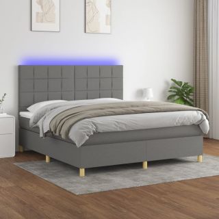 kontinentaalvoodi madrats ja LED, tumehall, 180x200 cm, kangas