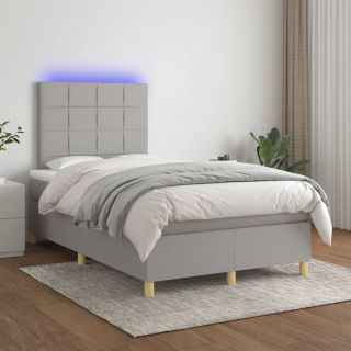 матрас для континентальной кровати и светодиоды, светло-серый, 120x200 см, ткань