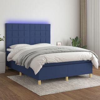 kontinentaalvoodi madrats ja LED, sinine, 140x190 cm, kangas