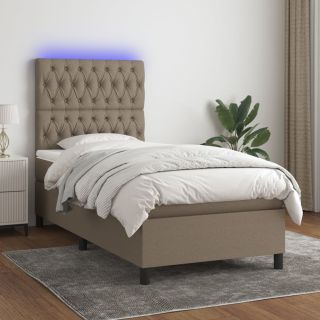 матрас для континентальной кровати и светодиоды, коричневый, 90x200 см, ткань