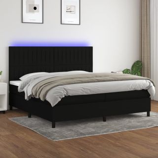kontinentaalvoodi madrats ja LED, must, 200x200 cm, kangas