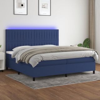 kontinentaalvoodi madrats ja LED, sinine, 200x200 cm, kangas