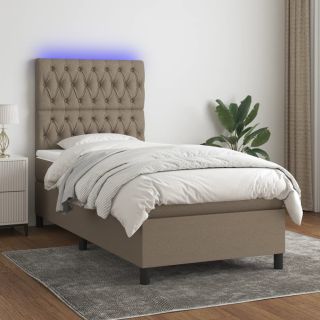 матрас для континентальной кровати и светодиоды, коричневый, 80x200 см, ткань