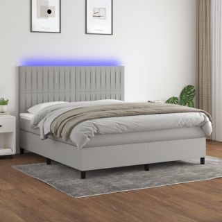 kontinentaalvoodi madrats ja LED, helehall, 180x200 cm, kangas