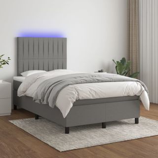 kontinentaalvoodi madrats ja LED, tumehall, 120x200 cm, kangas