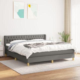 kontinentaalvoodi madratsiga, tumehall, 180x200 cm, kangas