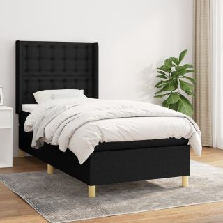 континентальная кровать с матрасом, черная, 90x200 см, ткань