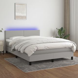 kontinentaalvoodi madrats ja LED, helehall, 140x190 cm, kangas