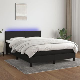 kontinentaalvoodi madrats ja LED, must, 140x200 cm, kangas
