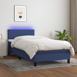 kontinentaalvoodi madrats ja LED, sinine, 90x190 cm, kangas