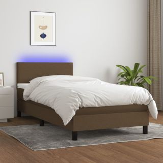 kontinentaalvoodi madrats ja LED, tumepruun, 100x200 cm, kangas