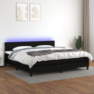 kontinentaalvoodi madrats ja LED, must, 200x200 cm, kangas