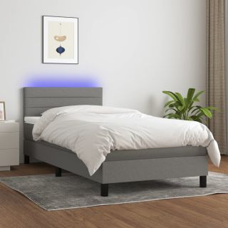 kontinentaalvoodi madrats ja LED, tumehall, 90x190 cm, kangas