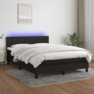 kontinentaalvoodi madrats ja LED, must, 140x200 cm, kangas