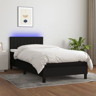 kontinentaalvoodi madrats ja LED, must, 80x200 cm, kangas