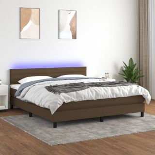 kontinentaalvoodi madrats ja LED, tumepruun, 160x200 cm, kangas