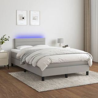 матрас для континентальной кровати и светодиоды, светло-серый, 120x200 см, ткань