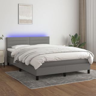 kontinentaalvoodi madrats ja LED, tumehall, 140x200 cm, kangas