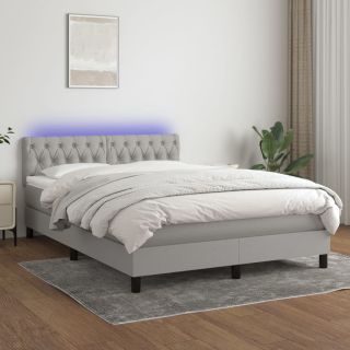kontinentaalvoodi madrats ja LED, helehall, 140x200 cm, kangas