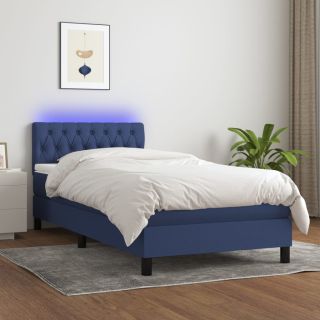 kontinentaalvoodi madrats ja LED, sinine, 90x200 cm, kangas