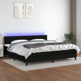kontinentaalvoodi madrats ja LED, must, 200x200 cm, kangas