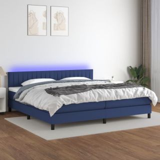 kontinentaalvoodi madrats ja LED, sinine, 200x200 cm, kangas
