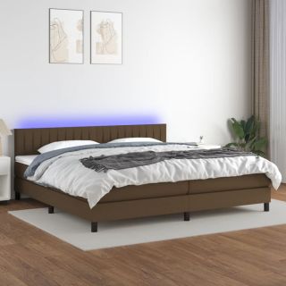 kontinentaalvoodi madrats ja LED, tumepruun, 200x200 cm, kangas