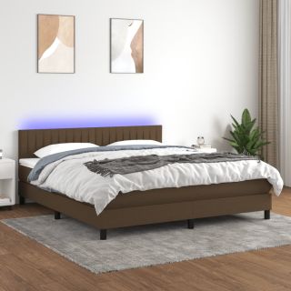 kontinentaalvoodi madrats ja LED, tumepruun, 160x200 cm, kangas