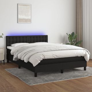 kontinentaalvoodi madrats ja LED, must, 140x200 cm, kangas