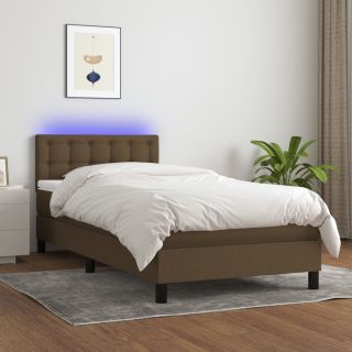 kontinentaalvoodi madrats ja LED, tumepruun, 100x200 cm, kangas