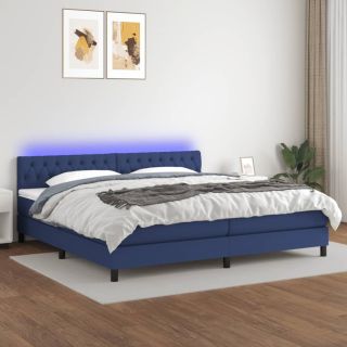kontinentaalvoodi madrats ja LED, sinine, 200x200 cm, kangas