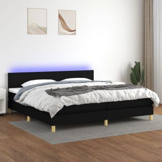 kontinentaalvoodi madrats ja LED, must, 200x200 cm, kangas