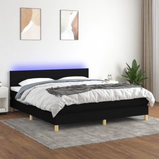 kontinentaalvoodi madrats ja LED, must, 160x200 cm, kangas