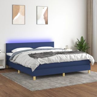 kontinentaalvoodi madrats ja LED, sinine, 180x200 cm, kangas